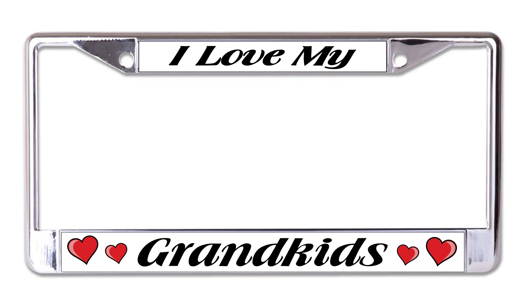 I Love My Grandkids Chrome License Plate FRAME