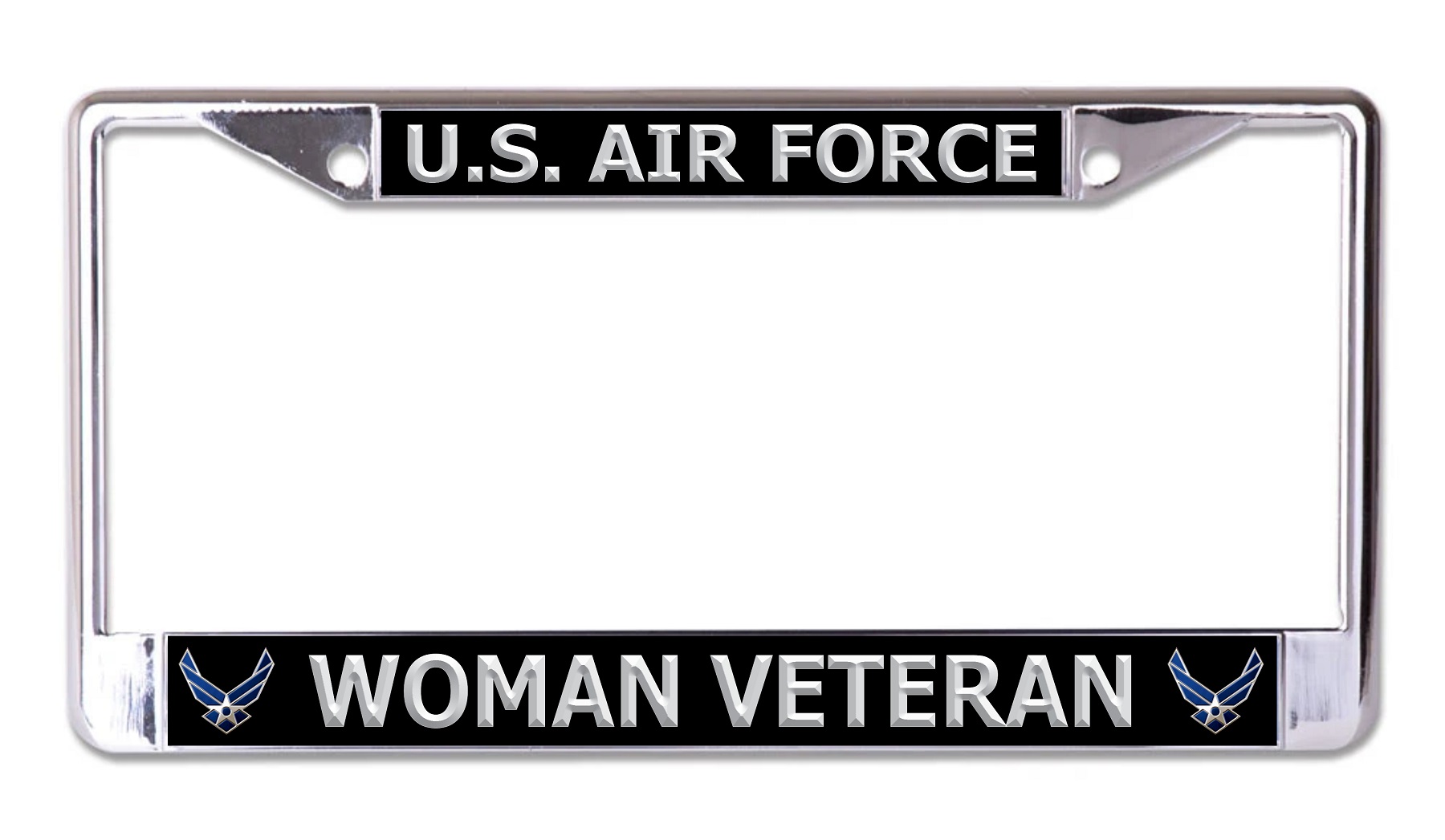 U.S. Air Force Woman Veteran Silver Letters Chrome License Plate FRAME