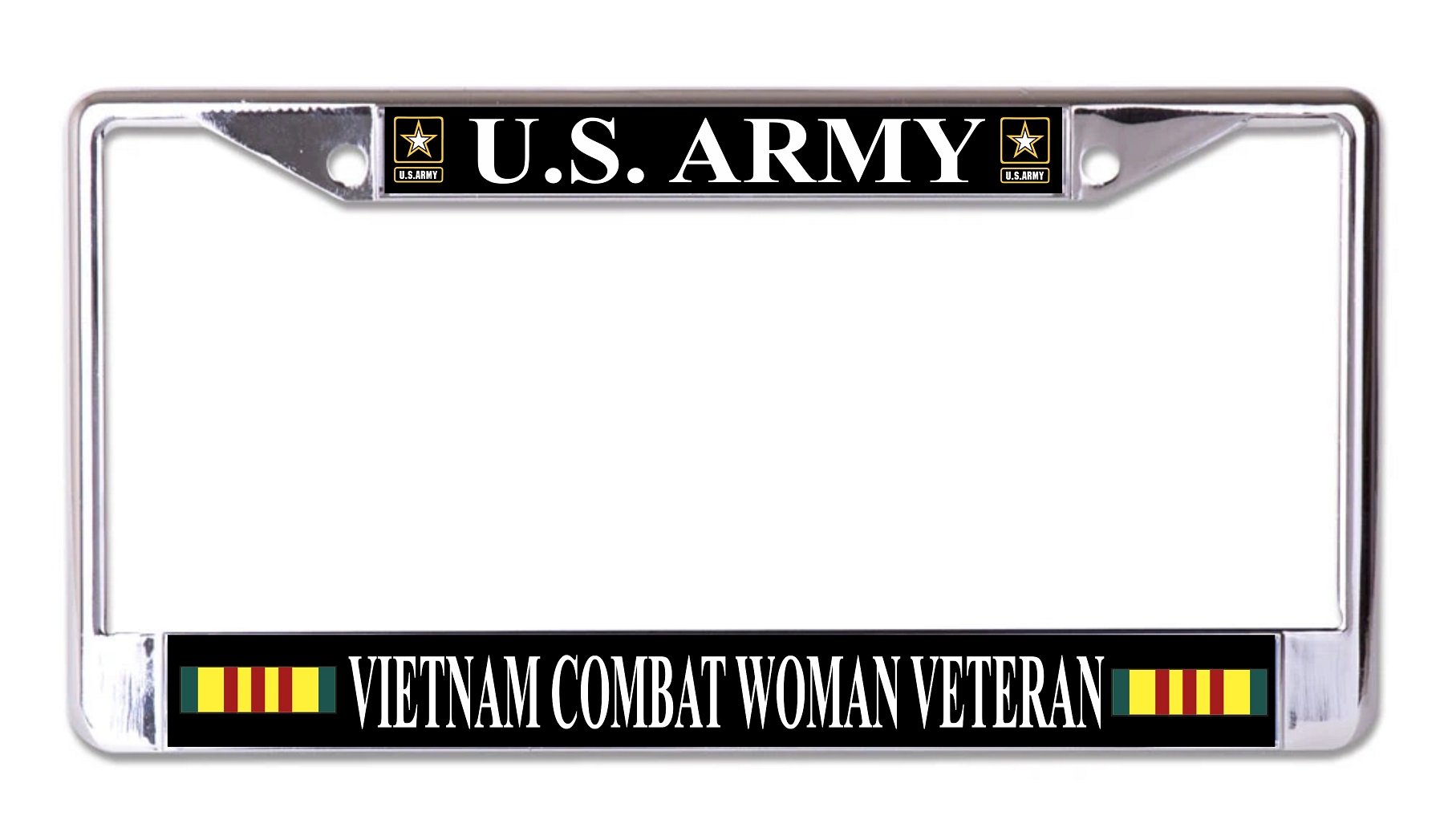 U.S. Army Vietnam Combat Woman Veteran Chrome License Plate FRAME
