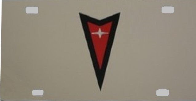 Pontiac Red / Black Logo Stainless  License Plate