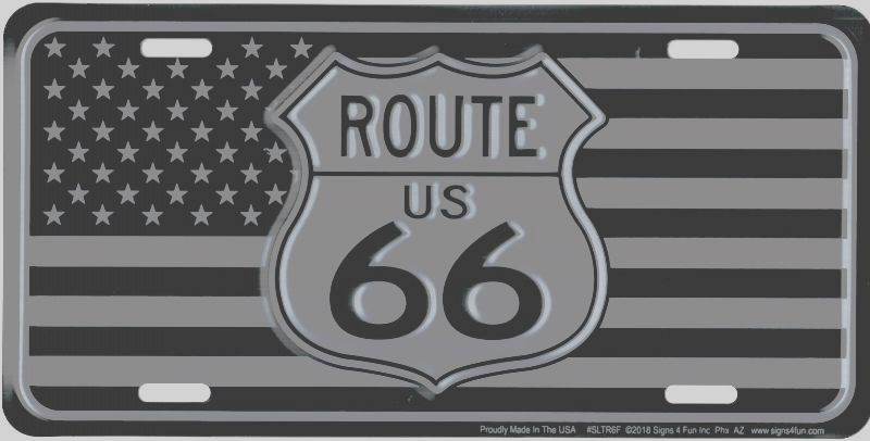 Route 66 Tactical U.S. Flag Metal LICENSE PLATE