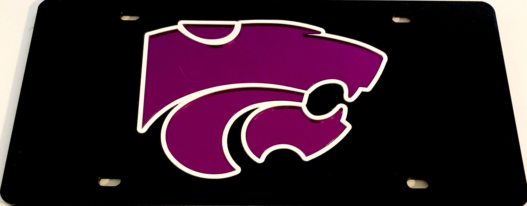 Kansas State Wildcats Black And Purple Laser LICENSE PLATE