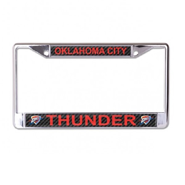 Oklahoma City Thunder Carbon Fiber Design Chrome LICENSE PLATE Frame
