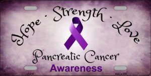 Pancreatic Cancer Ribbon Metal License Plate