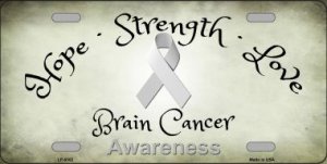 Brain Cancer Ribbon Metal License Plate
