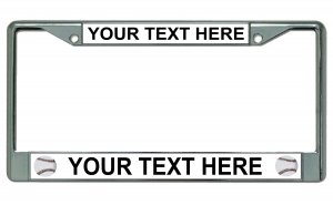 Your Text Here Baseballs Chrome License Plate Frame