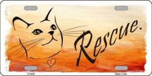 Rescue Cat Metal License Plate