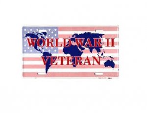 World War II Veteran Metal License Plate