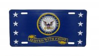 U.S. Navy Served With Pride Metal License Plate
