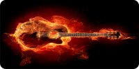 Flaming Guitar Photo License Plate