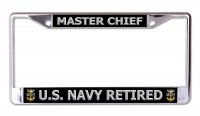 U.S. Navy Master Chief Retired #2 Chrome License Plate Frame