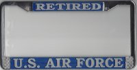 U.S. Air Force Retired Chrome License Plate Frame