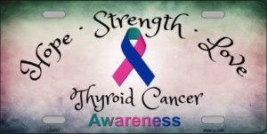Thyroid Cancer Ribbon Metal License Plate