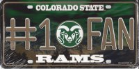 Colorado State Rams #1 Fan Metal License Plate