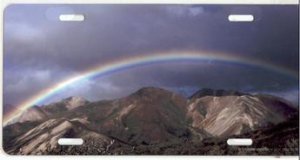 Rainbow Over Mountains Photo License Plate