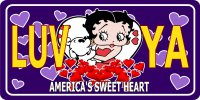 Betty Boop LUV YA Photo License Plate