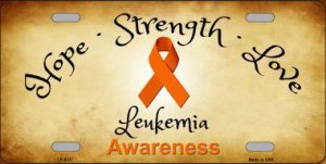 Leukemia Cancer Ribbon Metal License Plate