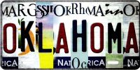 Oklahoma Strip Art Metal License Plate