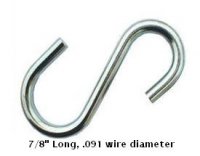 7/8" Long, .091 wire diameter "S" hook