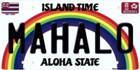 Mahalo Hawaii Metal License Plate