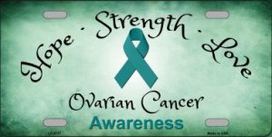 Ovarian Cancer Ribbon Metal License Plate