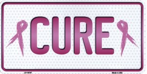 Cure With Ribbons Metal License Plate