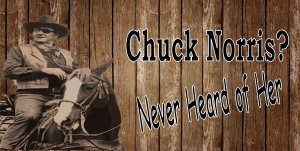 Chuck Norris? Never Heard Of Her John Wayne Photo License Plate