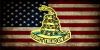 U.S. Worn Flag Don't Tread On Me Photo License Plate