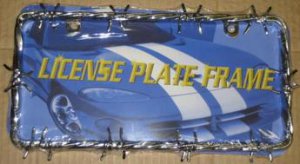 Two Hole Chrome Barbed Wire License Plate Frame