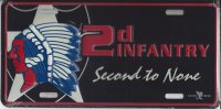 2D Infantry Second To None Metal License Plate