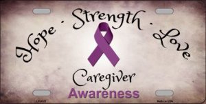 Honors Caregivers Ribbon Metal License Plate