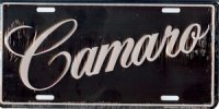 Camaro Letters on Black License Plate