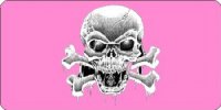 Centered Dripping Skull On Pink Photo License Plate