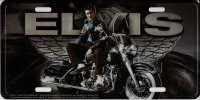 Elvis On Motorcycle With Wings Metal License Plate