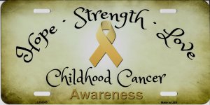Hope Strength Love Childhood Cancer Awareness License Plate