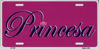 Princesa Princess Pink Metal License Plate