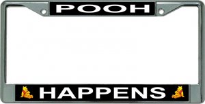 Pooh Happens Chrome License Plate Frame