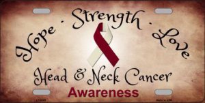 Head And Neck Cancer Ribbon Metal License Plate