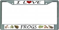 I Love Frogs Chrome License Plate Frame