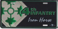 4th Infantry Iron Horse Metal License Plate