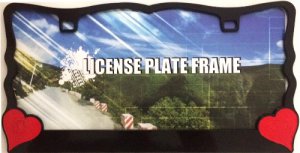 Red Hearts On Black License Plate Frame