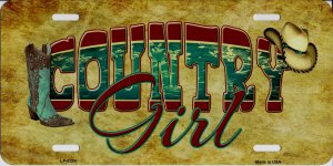 Country Girl Metal License Plate