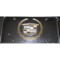Cadillac Gold Logo On Silver Laser Cut License Plate