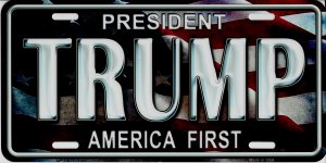 President Trump America First Metal License Plate