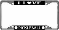 I Love Pickleball Every State Chrome License Plate Frame