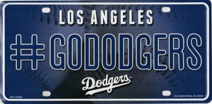 Los Angeles Dodgers #GoDodgers Metal License Plate