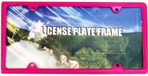 Zinc Alloy Hot Pink Metal License Plate Frame