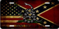 Don’t Tread On Me Confederate Flag Metal License Plate