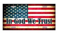 In God We Trust American Flag Metal License Plate