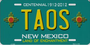 New Mexico Centennial Taos Metal License Plate